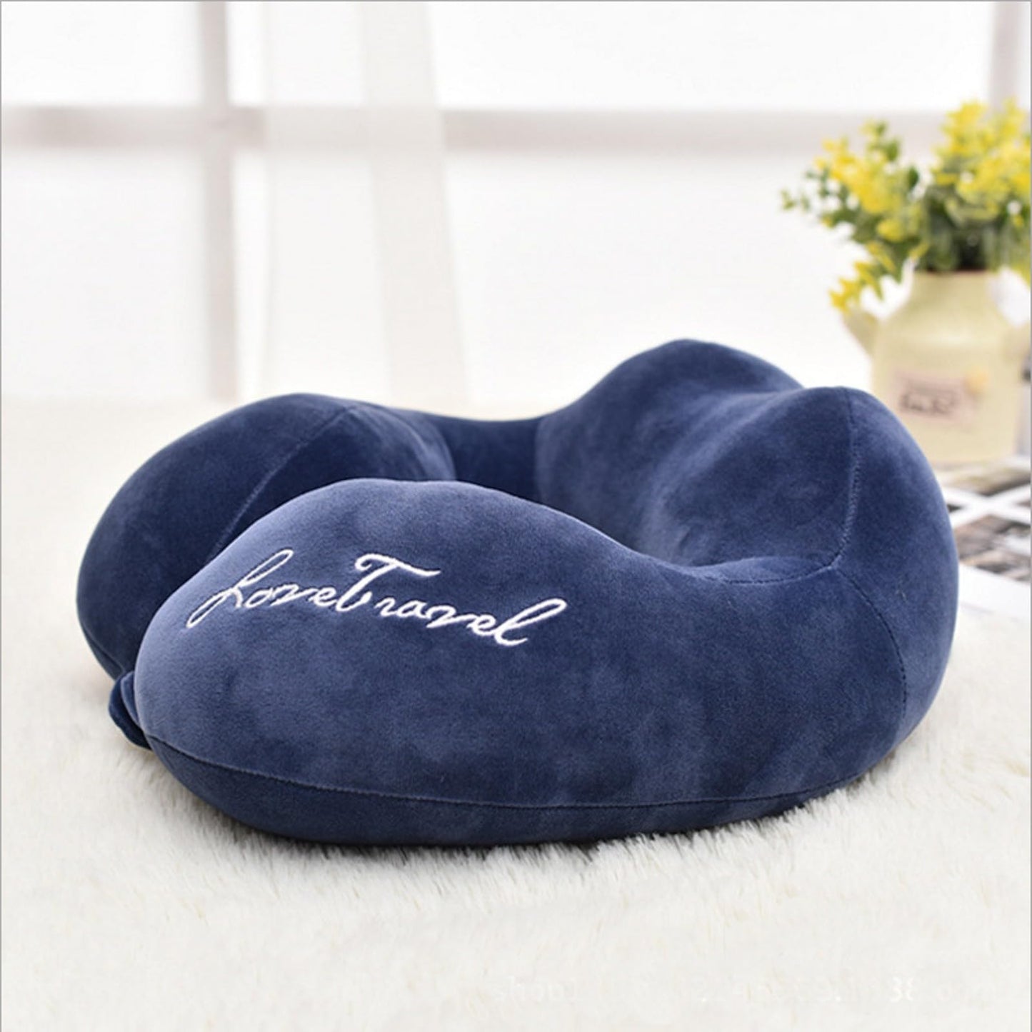 Love Travel Navy blue Neck Pillow (medicated foaming )