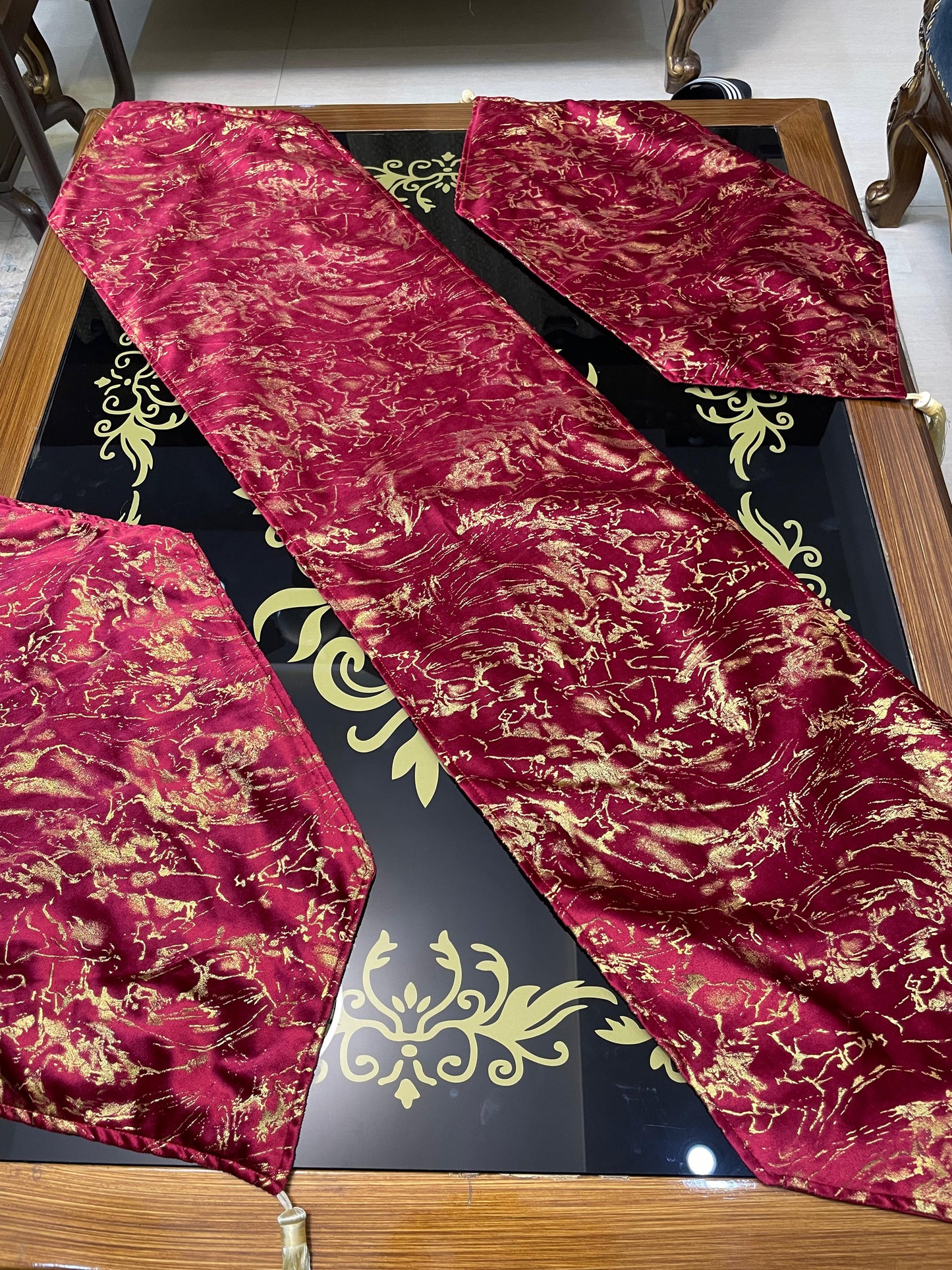 Maroon Premium Table runner (3 piece set)